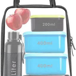 dgools Black-Tan Faux Leather & Linen PVC Cotted Fabric Insulated Tiffin bag DG-TB05 Lunch Bag image 4