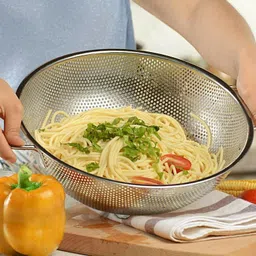 4tens Stainless Steel Round Hole Collapsible Colander Rice Washing & Strainer Bowl Collapsible Colander image 2
