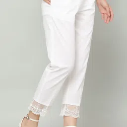 aasma creatives Women Regular Fit White Cotton Blend Trousers image 4