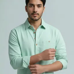 vashuqi Men Solid Cotton Blend A-line Kurta image 5