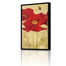 art street Retro Poppy Red Engineered Wood Framed Canvas Wall Painting image 2