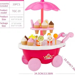 lastictoy Ice Cream Pretend Play Kitchen Cart Toy for Kids | Candy Play Set Gift image 2