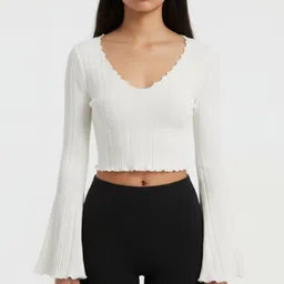 shiva Casual Flared Sleeves Solid Women Maroon Top image 2