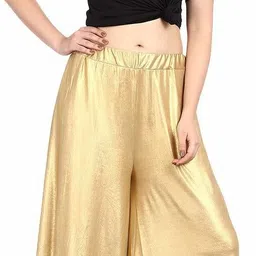 pinovo Women Relaxed Gold Viscose Rayon Trousers image 3