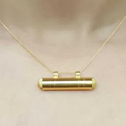 eship 22K Gold Plated Thayathu (Open Type) Pendant – Traditional Cylindrical Gold-plated Brass Pendant image 4