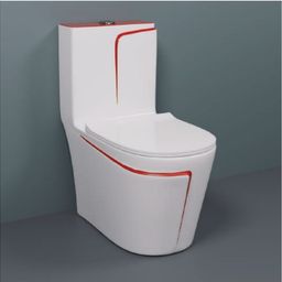 d o t C04 Premium Quality White Commode With Red Finishing Line And Round Flush Button Western Commode-picture-3