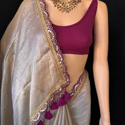 sareya veela Solid/Plain, Embroidered Maheshwari Georgette Saree image 3