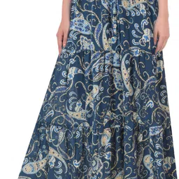 cotton breeze Women Printed Tiered Multicolor Skirt-picture-17