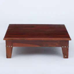 Sheesham Wood Pooja Chowkie In Brown By Globally Indian image 3