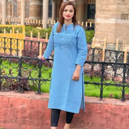 sk creation Women Solid Cotton Silk A-line Kurta-picture-24