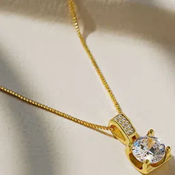 Bishty Fashion Stainless Steel Gold-Plated Crystal Studded Pendant With Chain-picture-15