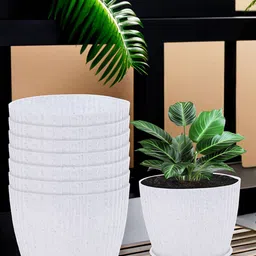 Kuber Industries White 8 Pieces Textured Planters-image-27