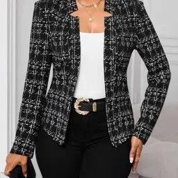 StyleCast x Revolte Self Checked Collarless Tailored Jacket-image-33