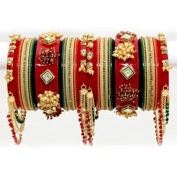 Align Set Of 2 Gold-Plated Stone-Studded & Beaded Chuda Bangles-picture-28