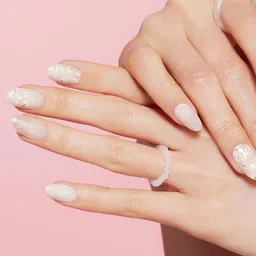 Dashing Diva 30-Tips Magic Press False Nails with Super Strong Adhesive - White Floral image 3