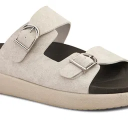 Roadster Men Beige PU Slip-On Comfort Sandals image 5