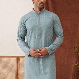 Jompers Men Geometric Embroidered Sequinned Kurta-picture-37