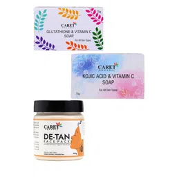 CARET ORGANIC Set Of 3 Glutathione Soap With Kojic Acid Vitamin C & De-Tan Face Pack-picture-39