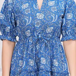 HERE&NOW Floral Print Puff Sleeve A-Line Midi Dress image 2