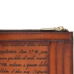 Da Milano Men Typography Printed Zip Detail Leather Card Holder image 5