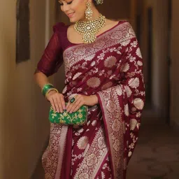 AmiFashion Ethnic Motifs Woven Design Zari Saree image 4