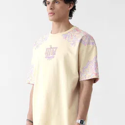 The Souled Store Men Graphic Printed Round Neck Cotton Oversized T-shirt image 4