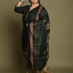 KALINI Floral Printed V-Neck Straight Kurta With Salwar & Dupatta image 5