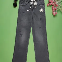 V-Mart Girls Cotton Mid-Rise Low Distress Light Fade Jeans-picture-34