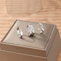 Just Lil Things Set Of 3 Textured Adjustable Finger Rings-image-15