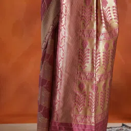 Desi Fusion Ethnic Motifs Woven Design Zari Banarasi Saree image 5