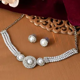 Anouk Silver-Plated Stainless Steel American Diamond Jewellery Set-picture-54