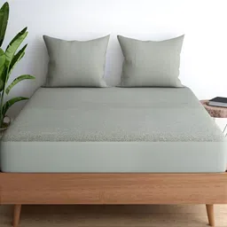 wakefit Grey Breathable Bamboo Single Fitted Hypoallergenic Mattress Protector image 3