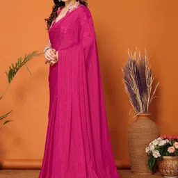 HERE&NOW Pink Printed Polyester Sarees image 4