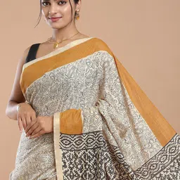 Niska Floral Printed Pure Cotton Bagru Saree-picture-36