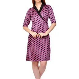 PHALIN Women Multicoloured Satin Printed Nightdress-picture-33