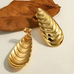 SHARLEEZ Stainless Steel 18K Gold-Plated Studs-picture-30