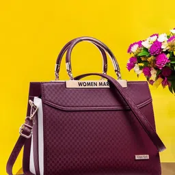 WOMEN MARKS Textured PU Structured Handheld Bag with Cut Work-picture-10