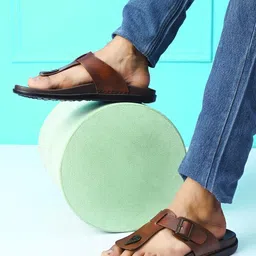 The Roadster Lifestyle Co Men Textured Slip-On Comfort Sandals With Buckle Details image 2