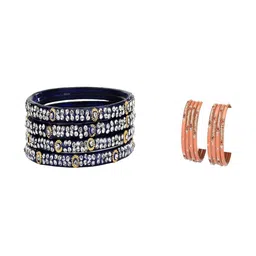 SOMIL Set of 40 Artificial Stones Studded Ethnic Slip-On Bangles-picture-37