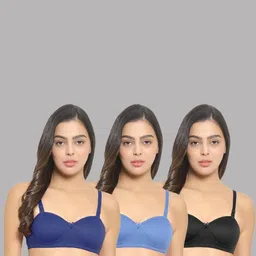 Women Cotton Blue,L-Blue,Black Padded Non-Wired Lingerie Bra Sport wear Gym Crop Tank Top-image-67
