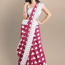 Pinkcity Trade World Women Geometric Print Pure Cotton Saree-picture-5