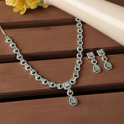 TRINK Rhodium-Plated American Diamond Studded Jewellery Set-picture-14