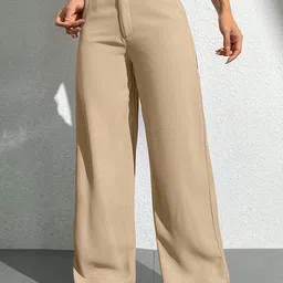 NUCOUTHS Women Relaxed Straight Leg Straight Fit High-Rise Trousers-picture-25