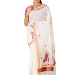 Rst R Selvamani Tex Ethnic Motifs Zari Pure Cotton Kasavu Saree-picture-31