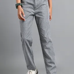 UNDER FOURTEEN ONLY Boys Textured Striped Relaxed Trousers-image-45