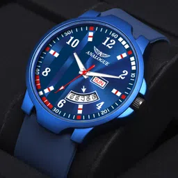 analogue Gun Metal Series | Smart Watch Strap | 3D Glass | Smart Clip | Day & Date Analog Watch - For Men ANLG-925-BLUE-BLUE-DD image 2