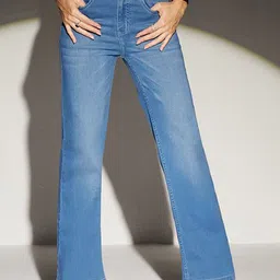 Miss Chase Women Wide Leg Light Fade Stretchable Jeans-image-81