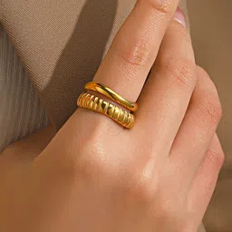 LULU & SKY Stainless Steel Layered Adjustable Finger Ring image 4