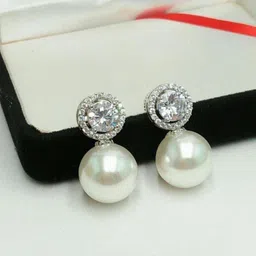 Manuvi Jewels Silver-Plated Cubic Zirconia Alloy Earrings-image-49