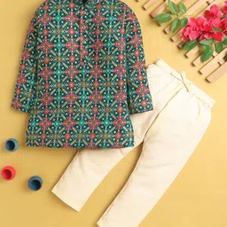 Sangria Boys Printed Mandarin Collar Straight Kurta & Trousers Sets-picture-22